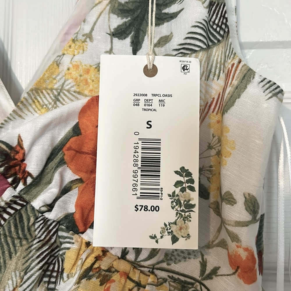 NWT Chelsea & Violet Tie Shoulder Tropical Oasis Printed V Neck Halter Top - Picture 13 of 15